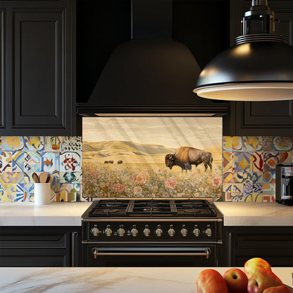 Buffalo Tempered Glass Kitchen Backsplash: Stove Area Wall Art