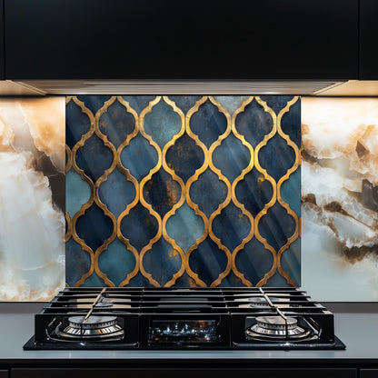 Moroccan Tempered Glass Kitchen Splashback: Heat Resistant Backsplash