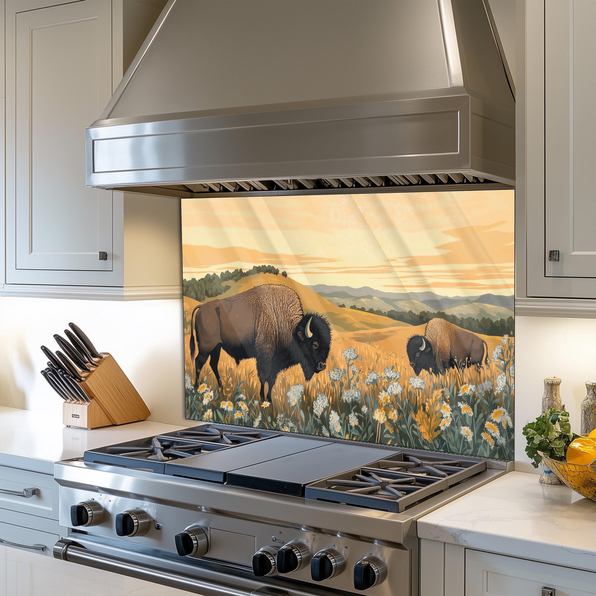 Buffalo Tempered Glass Stove Backsplash: Artistic Kitchen Splashback