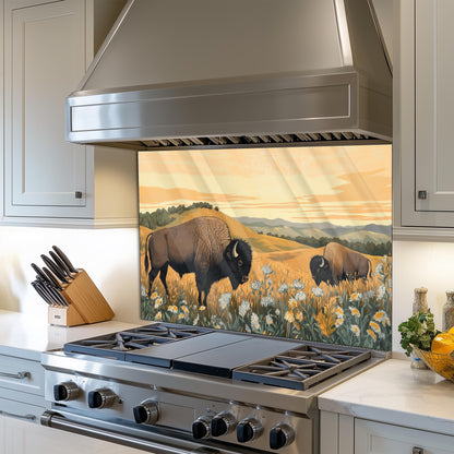 Buffalo Tempered Glass Stove Backsplash: Artistic Kitchen Splashback