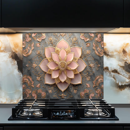 Moroccan Style Glass Backsplash, Artistic Geometric Stove Guard, Heat Resistant Easy Clean Kitchen Art