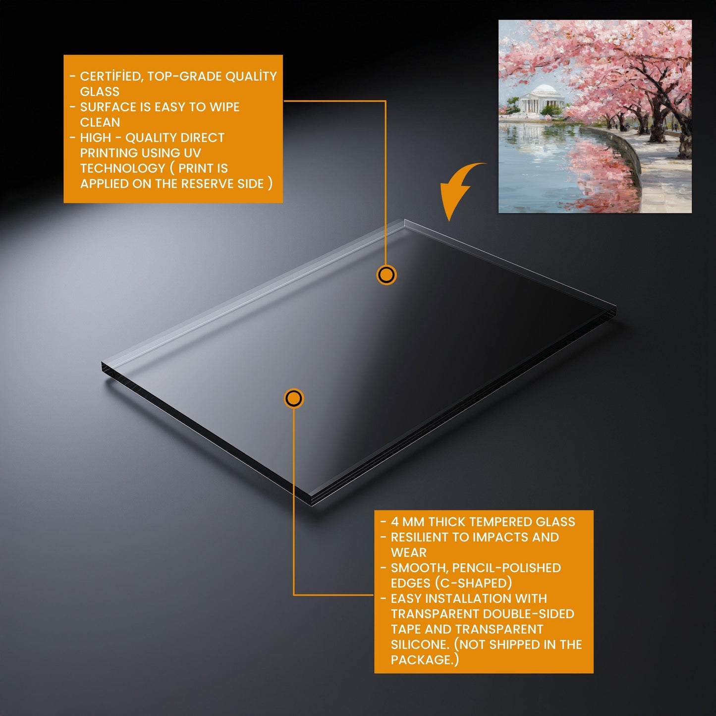 Cherry Blossom Tempered Glass Backsplash – Waterfront Spring Kitchen Panel