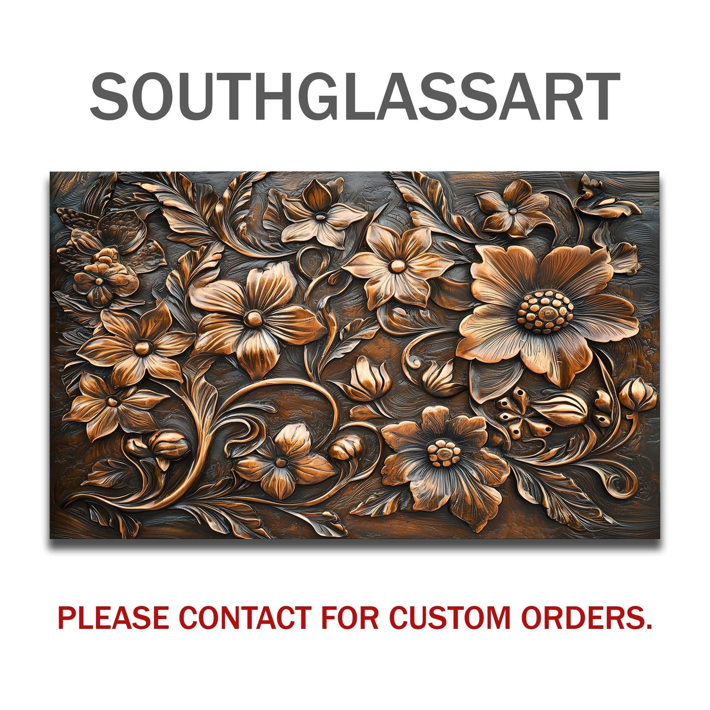Ornate Floral Tempered Glass Backsplash: Rustic Kitchen Decor