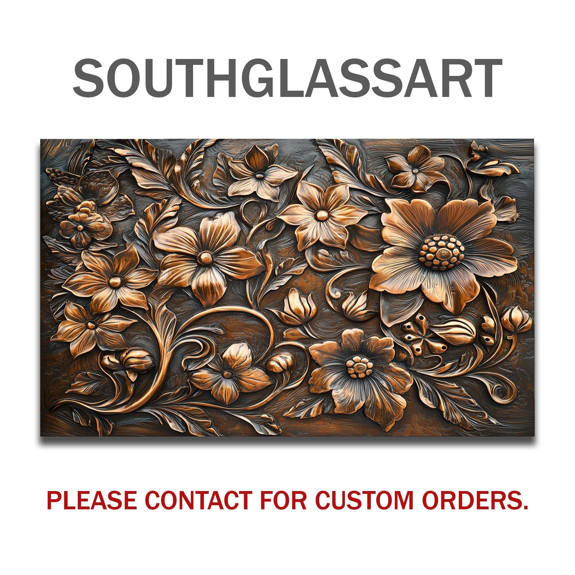Ornate Floral Tempered Glass Backsplash: Rustic Kitchen Decor