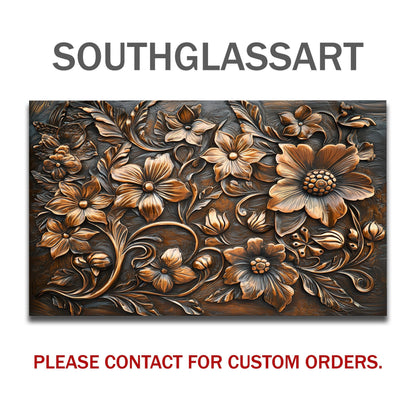 Ornate Floral Tempered Glass Backsplash: Rustic Kitchen Decor