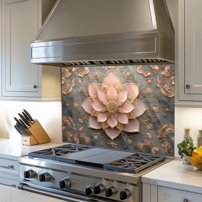 Moroccan Style Glass Backsplash, Artistic Geometric Stove Guard, Heat Resistant Easy Clean Kitchen Art