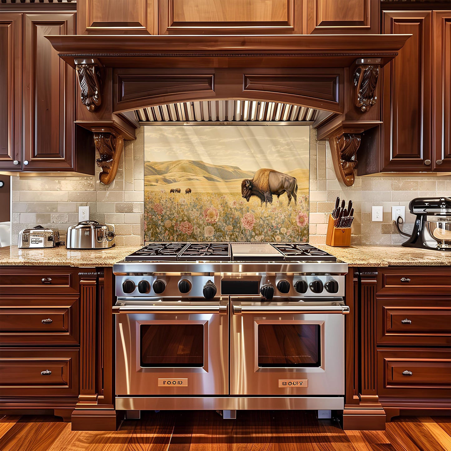 Buffalo Tempered Glass Kitchen Backsplash: Stove Area Wall Art