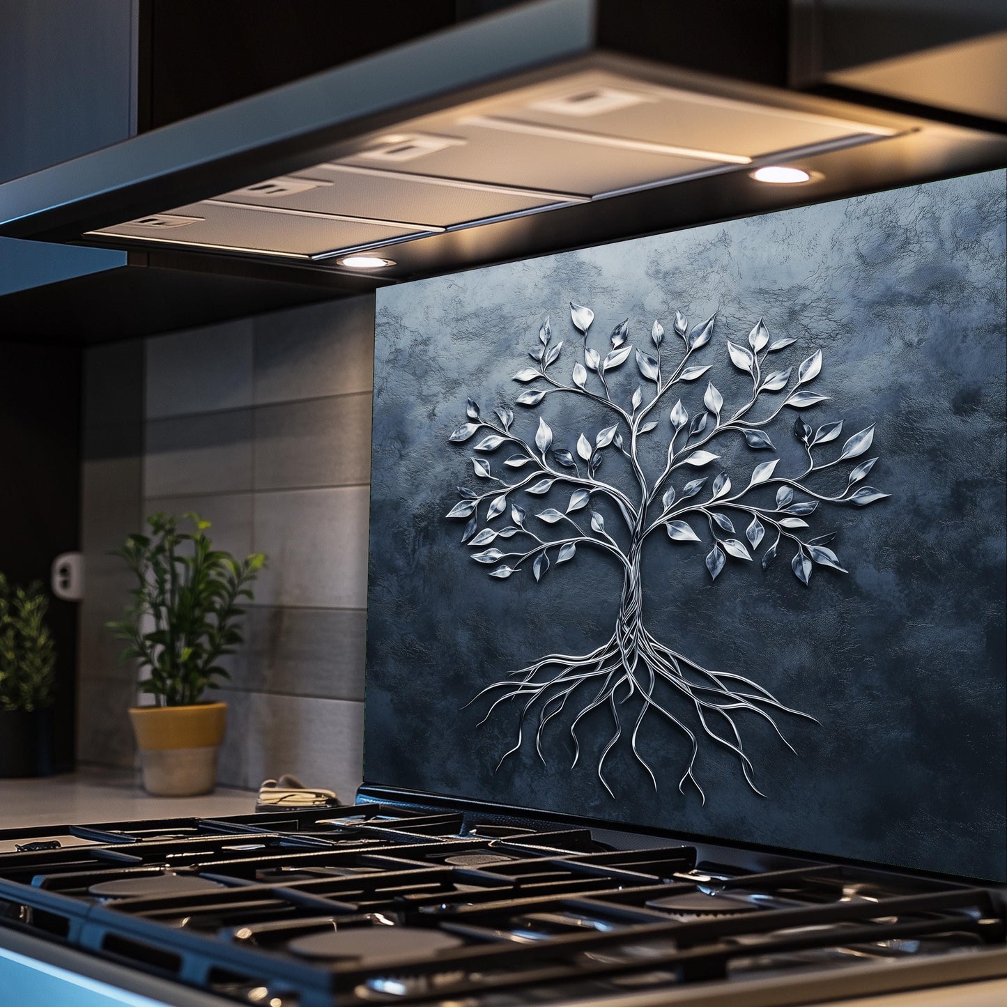Artistic Silver Kitchen Backsplash