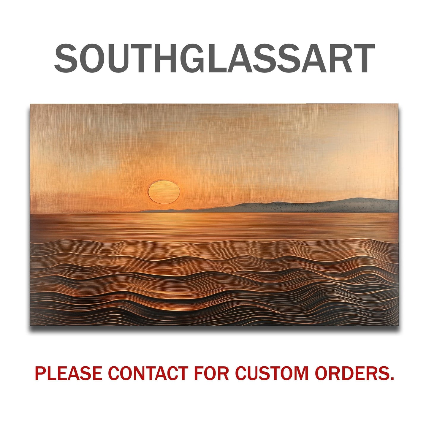 Sunset Ocean Glass Backsplash, Golden Coastal Stove Guard, Heat Resistant Easy Clean Kitchen Art