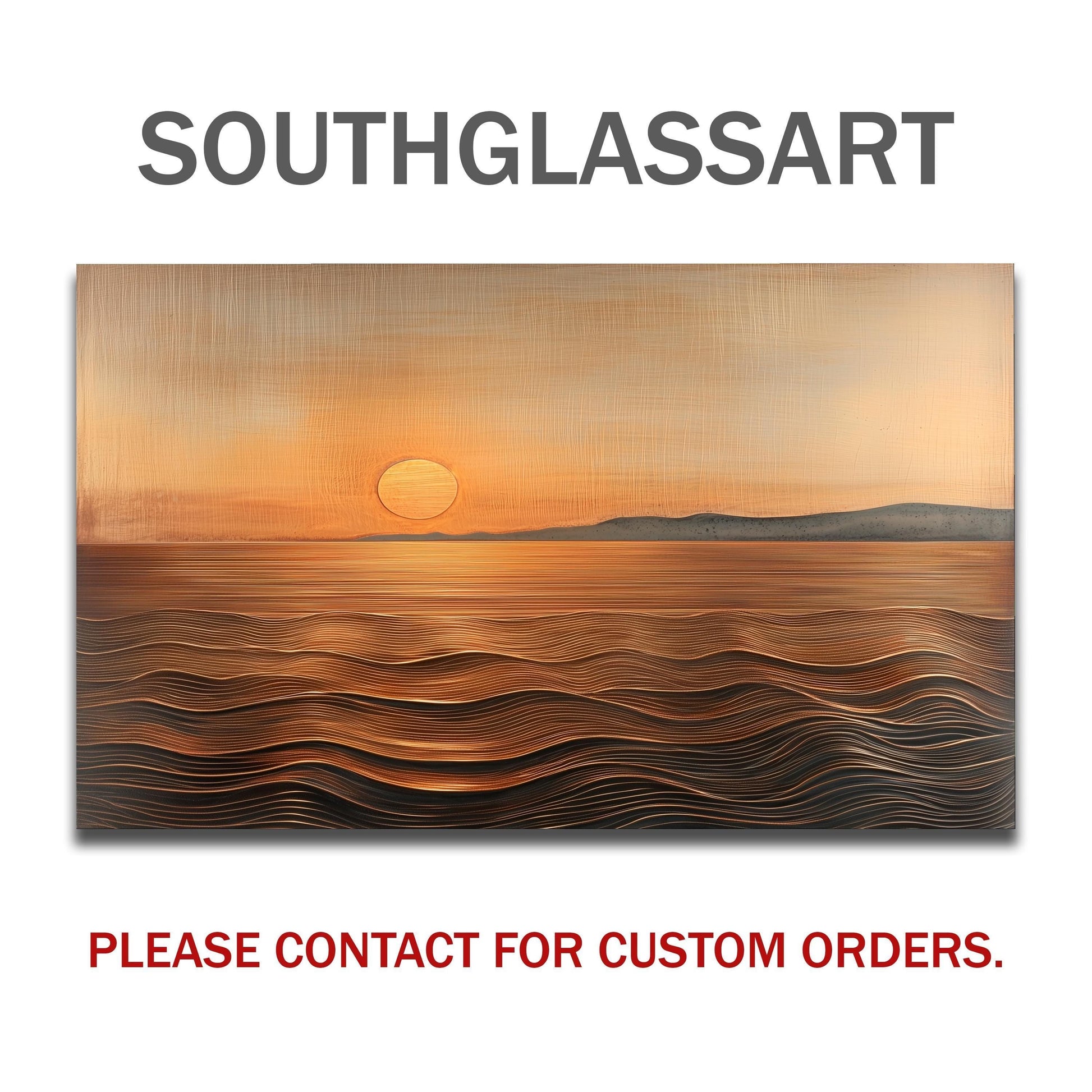 Sunset Ocean Glass Backsplash, Golden Coastal Stove Guard, Heat Resistant Easy Clean Kitchen Art
