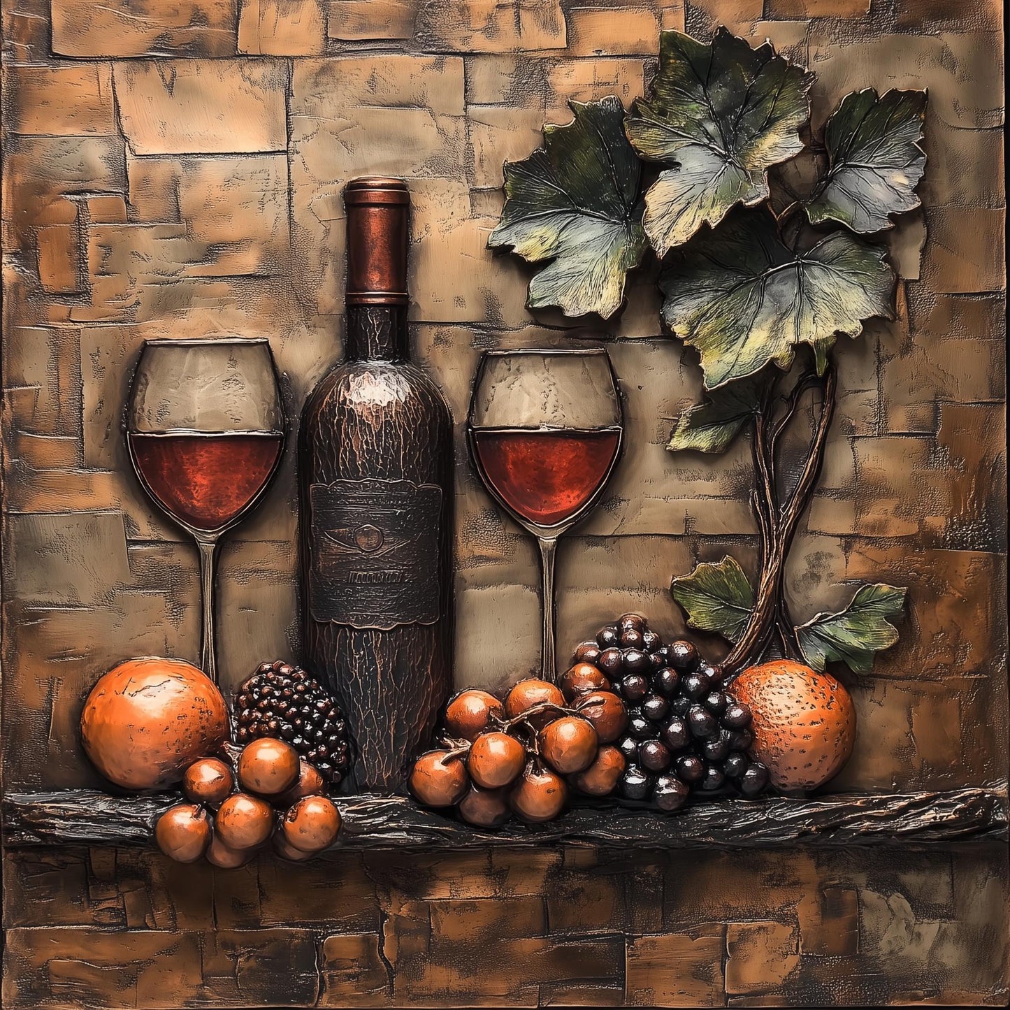 Luxury Wine and Vineyard Scene Kitchen Backsplash, Tempered Glass Art, Custom Size Design