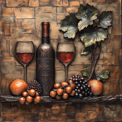Luxury Wine and Vineyard Scene Kitchen Backsplash, Tempered Glass Art, Custom Size Design