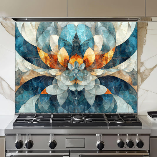 Moroccan Style Glass Backsplash, Heat Resistant Stove Guard, Custom Size Kitchen Art