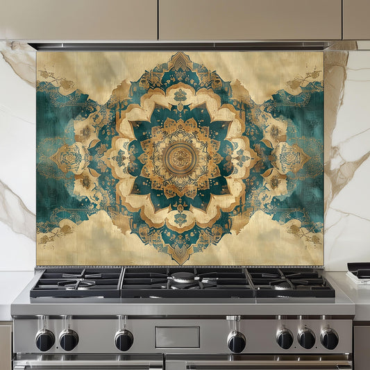 Moroccan Style Glass Backsplash, Heat Resistant Stove Guard, Custom Size Kitchen Art