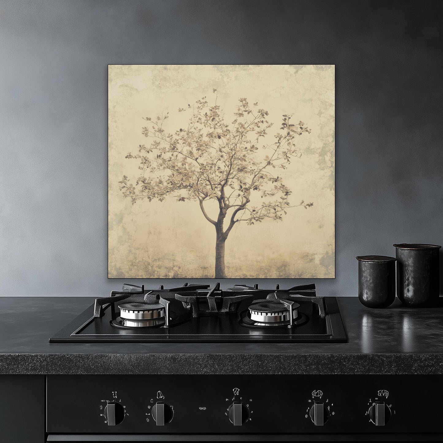 Vintage tree of life backsplash, tempered glass panel, kitchen wall art, heat-resistant splashback, easy to clean wall protector, modern kitchen accent, artistic backsplash, stove protector, elegant design