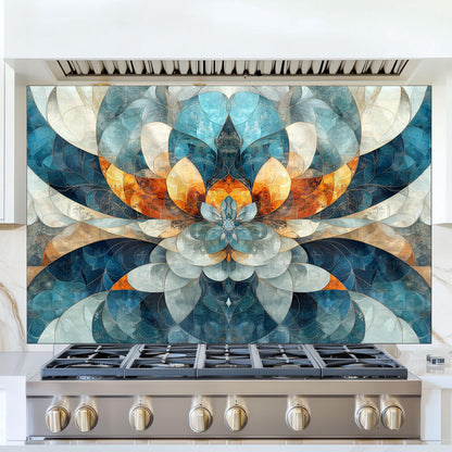 Moroccan Style Glass Backsplash, Heat Resistant Stove Guard, Custom Size Kitchen Art