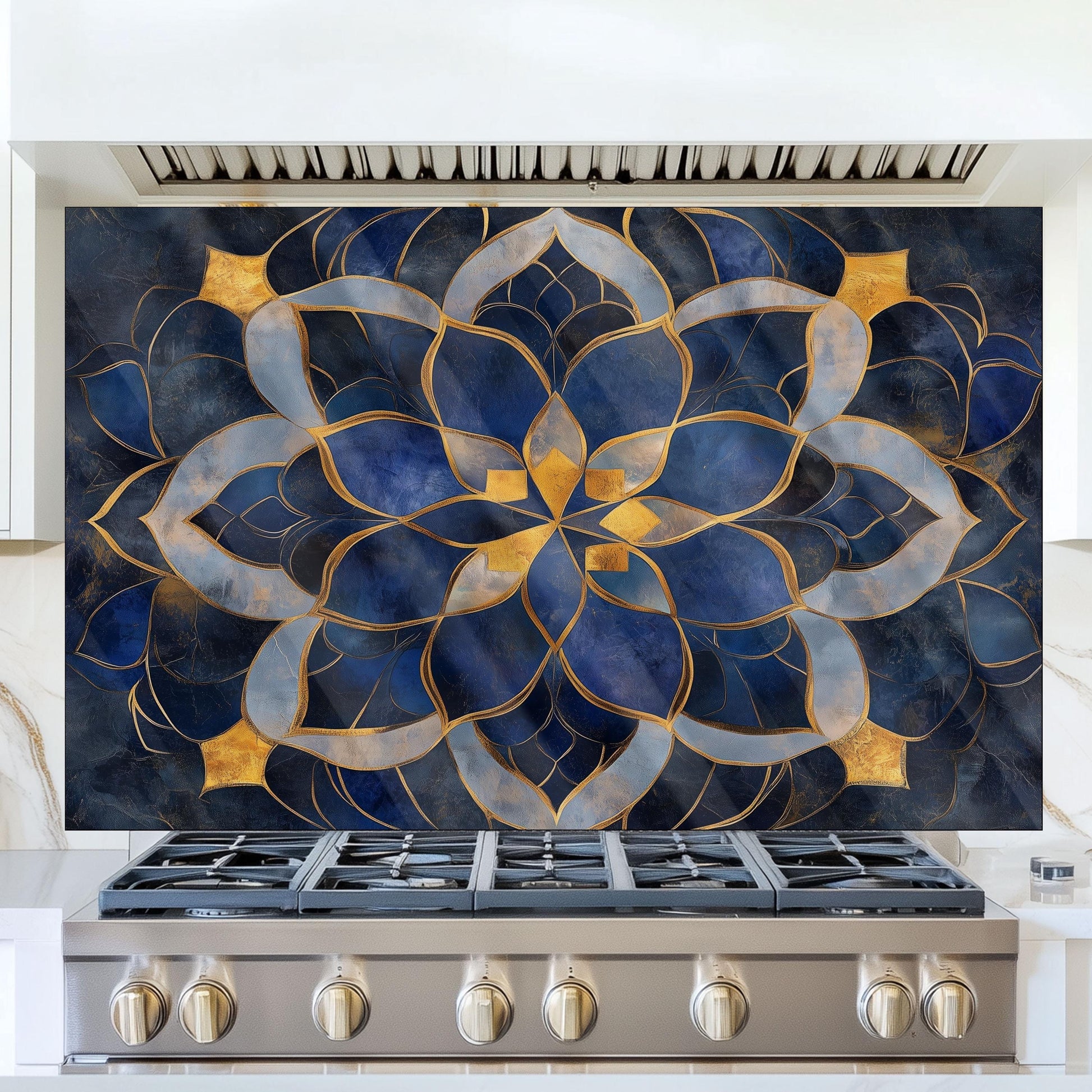 Moroccan Tempered Glass Kitchen Backsplash: Elegant Stove Splashback