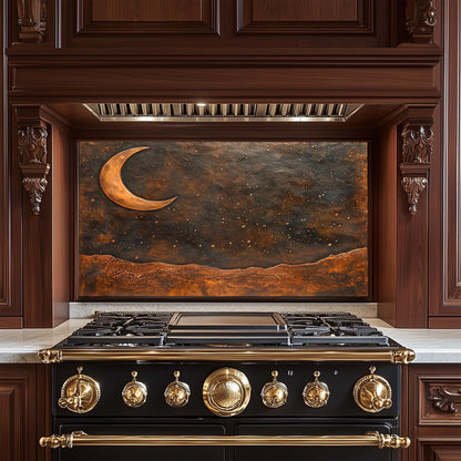 Copper Moon Tempered Glass Backsplash: Rustic Kitchen Decor