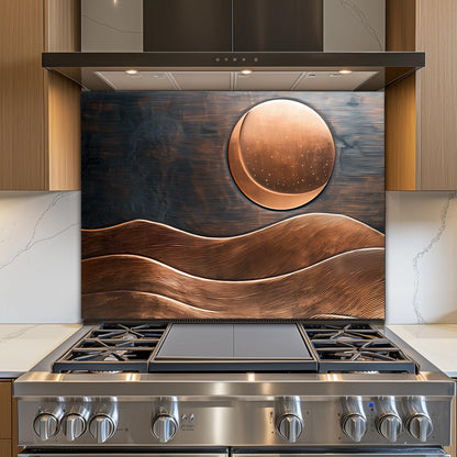 Copper Moon Tempered Glass Kitchen Backsplash: Rustic Stove Panel