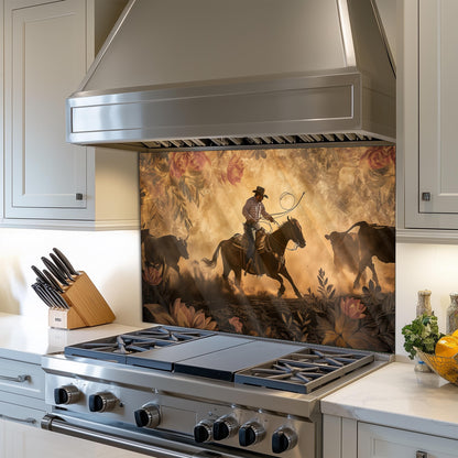 Cowboy Tempered Glass Kitchen Splashback: Heat Resistant Backsplash