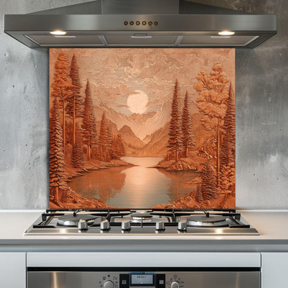 Tempered Glass Mountain & Deer Backsplash: Rustic Kitchen Decor