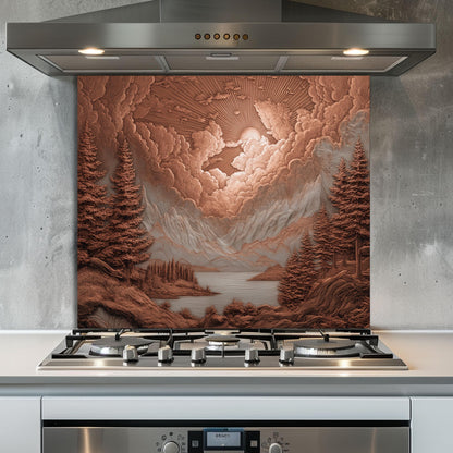 Tempered Glass Mountain & Deer Backsplash: Rustic Kitchen Decor