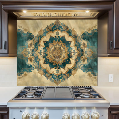 Moroccan Style Glass Backsplash, Heat Resistant Stove Guard, Custom Size Kitchen Art