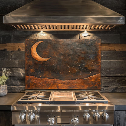 Copper Moon Tempered Glass Backsplash: Rustic Kitchen Decor