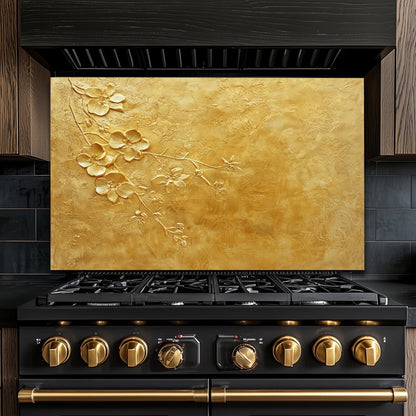 Copper Heron Glass Backsplash, Rustic Bird Stove Guard, Heat Resistant Easy Clean Kitchen Art