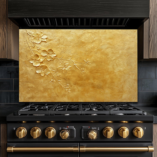 Copper Heron Glass Backsplash, Rustic Bird Stove Guard, Heat Resistant Easy Clean Kitchen Art