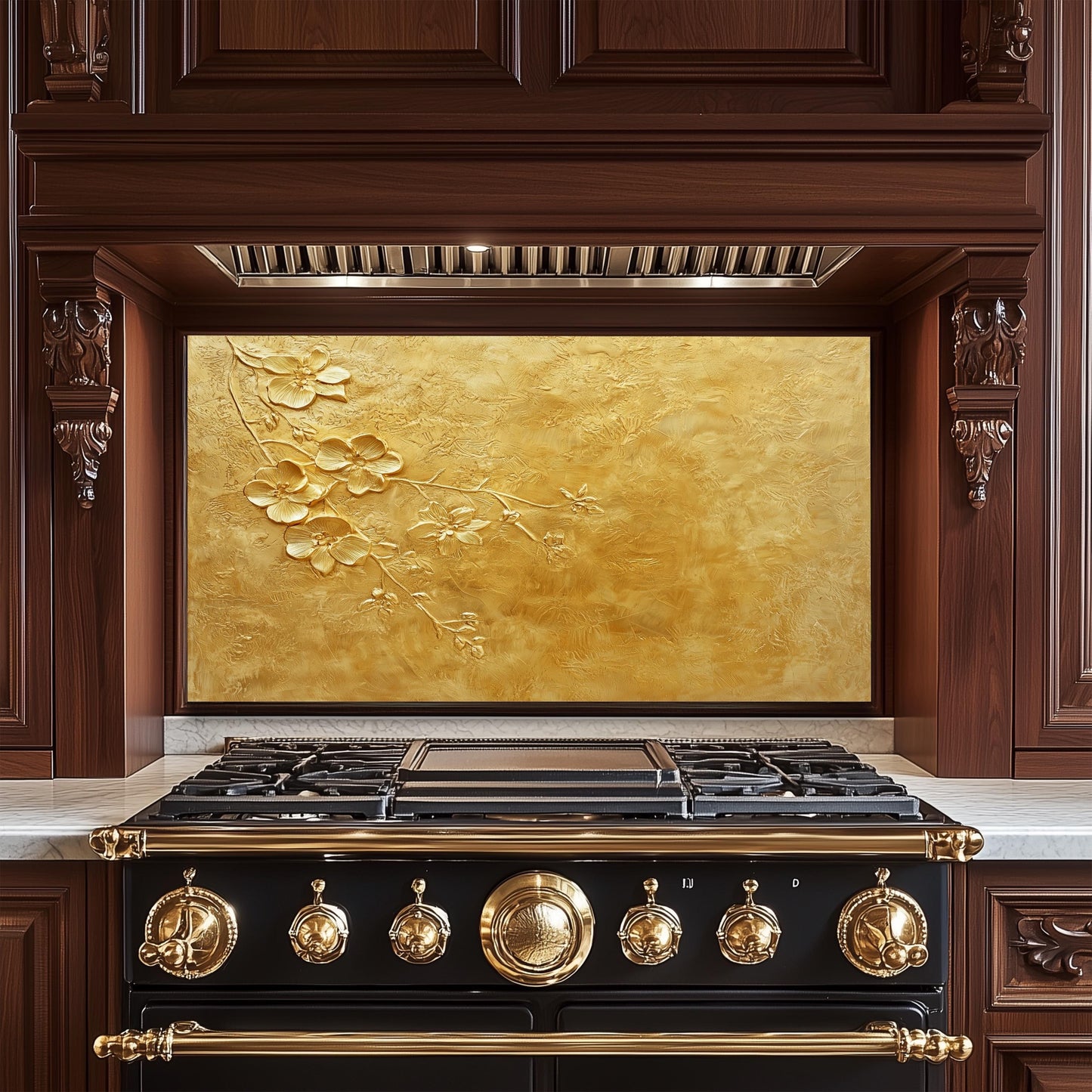 Copper Heron Glass Backsplash, Rustic Bird Stove Guard, Heat Resistant Easy Clean Kitchen Art
