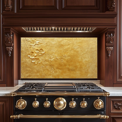 Copper Heron Glass Backsplash, Rustic Bird Stove Guard, Heat Resistant Easy Clean Kitchen Art