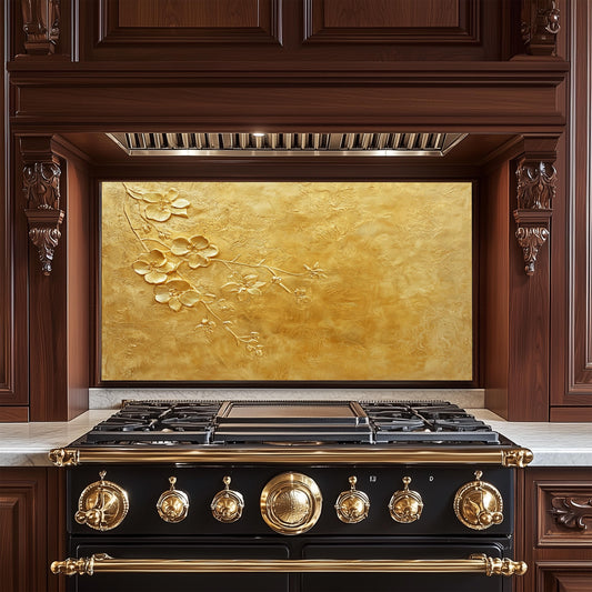 Copper Heron Glass Backsplash, Rustic Bird Stove Guard, Heat Resistant Easy Clean Kitchen Art