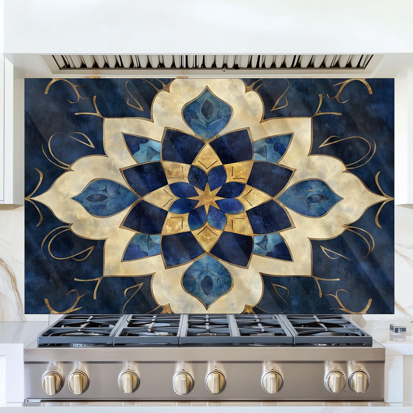 Moroccan Tempered Glass Backsplash: Kitchen Stove Art