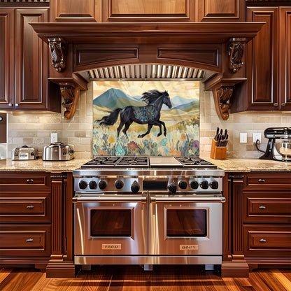 Horse Tempered Glass Kitchen Splashback: Stylish Wall Art