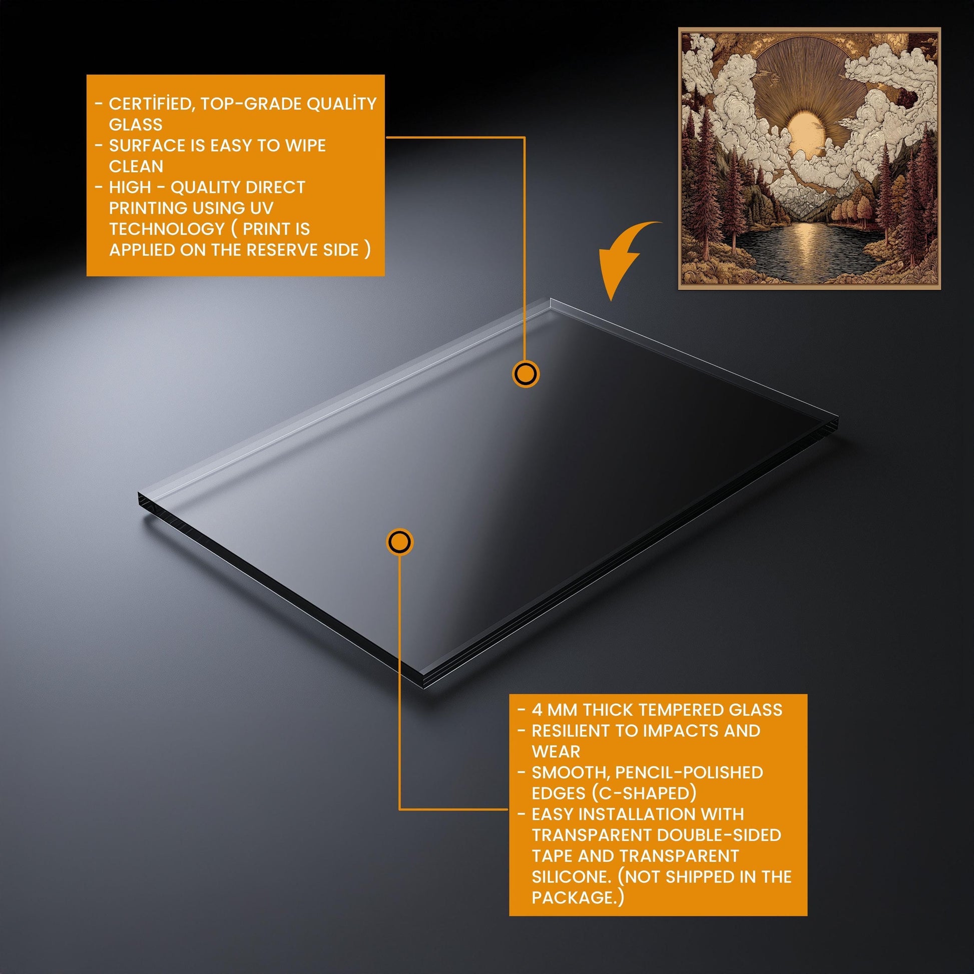 Tempered Glass Kitchen Backsplash: Mountain Sunrise Landscape, Heat-Resistant