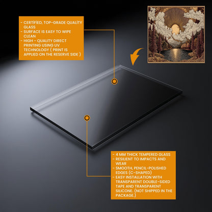 Tempered Glass Kitchen Backsplash: Mountain Sunrise Landscape, Heat-Resistant
