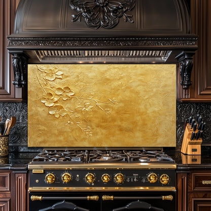 Copper Heron Glass Backsplash, Rustic Bird Stove Guard, Heat Resistant Easy Clean Kitchen Art