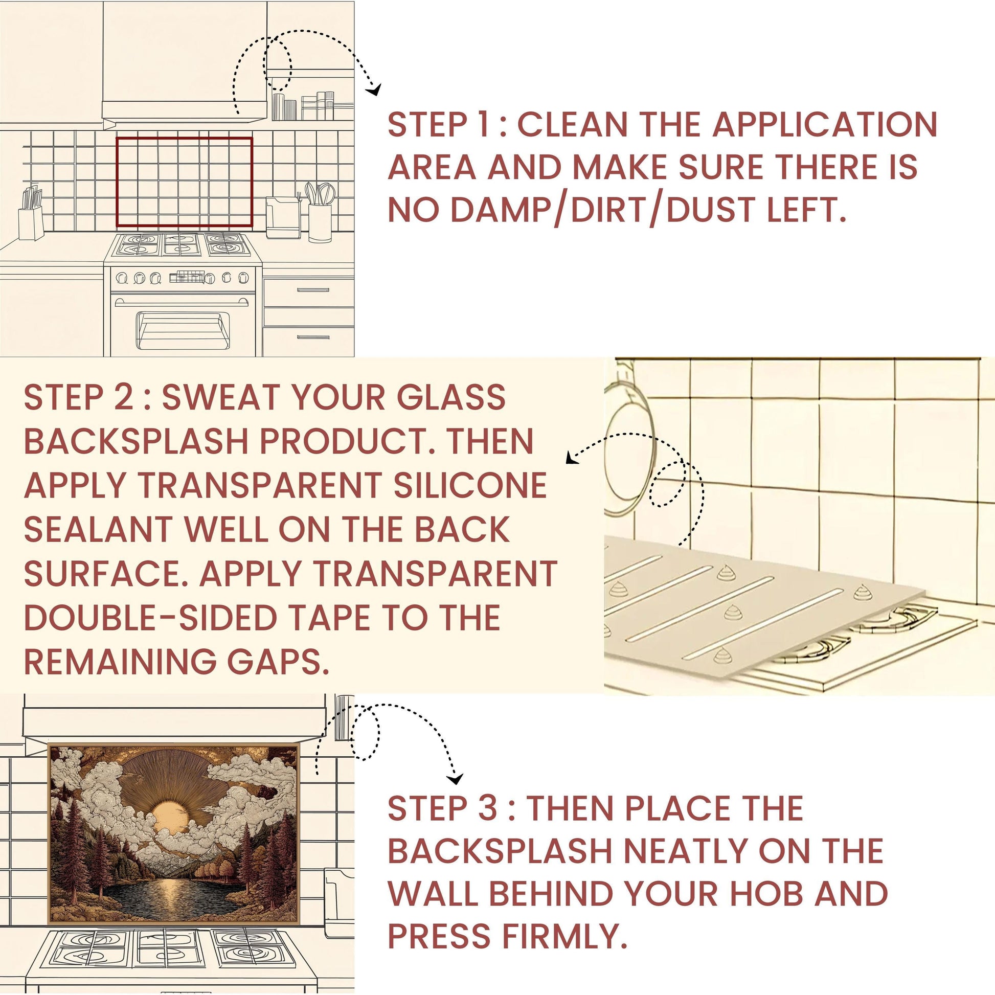 Tempered Glass Kitchen Backsplash: Mountain Sunrise Landscape, Heat-Resistant