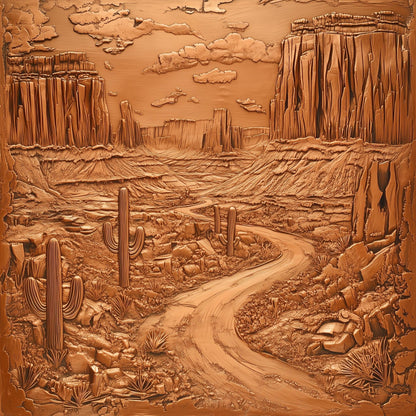 Desert Canyon Kitchen Backsplash, Copper Look Tempered Glass Art, Custom Size Design