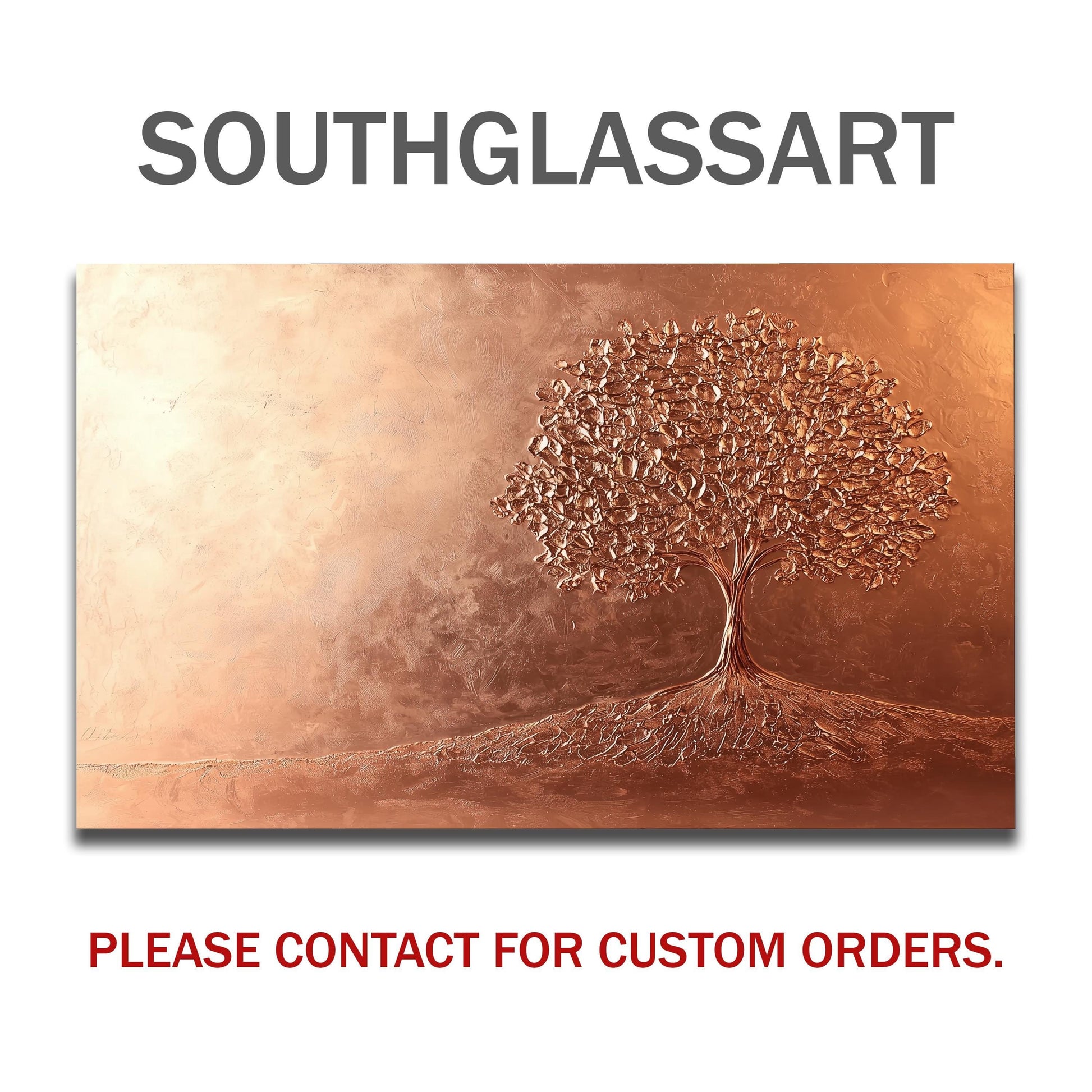 Tree of Life Tempered Glass Backsplash: Rustic Copper Kitchen Panel