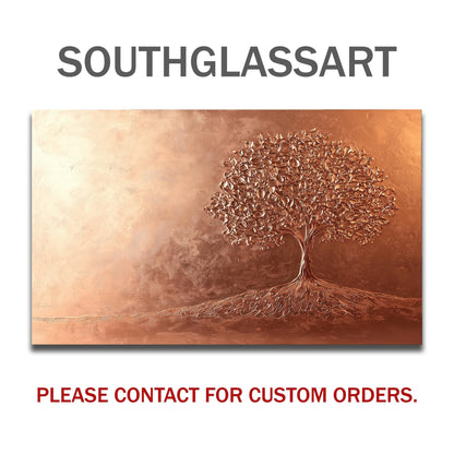 Tree of Life Tempered Glass Backsplash: Rustic Copper Kitchen Panel