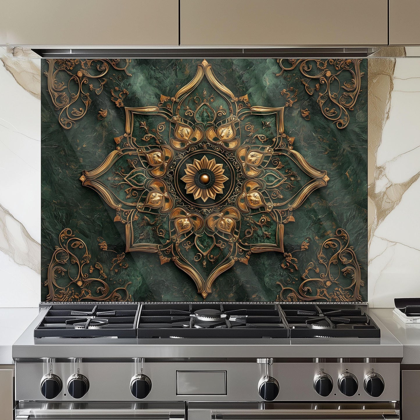 Moroccan Kitchen Splashback, Heat Resistant Tempered Glass Backsplash, Custom Size Design