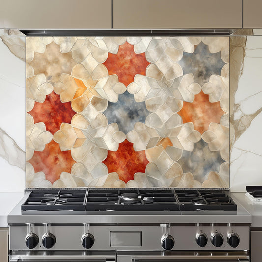 Moroccan Kitchen Splashback, Heat Resistant Tempered Glass Backsplash, Custom Size Design