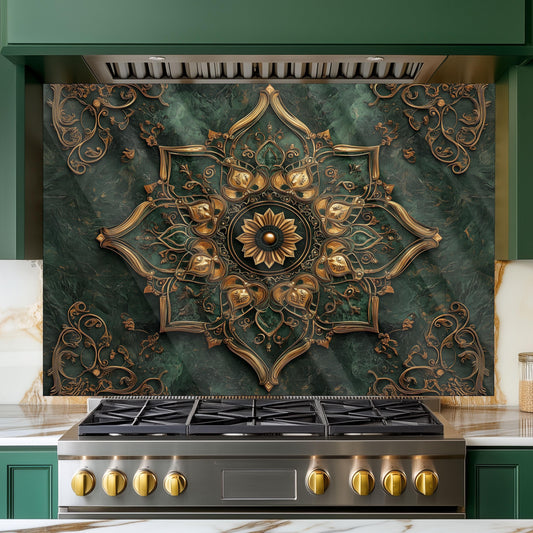 Moroccan Kitchen Splashback, Heat Resistant Tempered Glass Backsplash, Custom Size Design