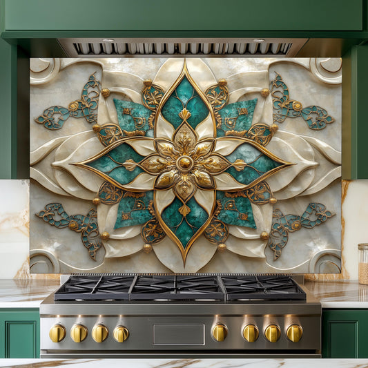 Moroccan Style Tempered Glass Kitchen Backsplash, Traditional Tile Mosaic Art, Custom Size Design