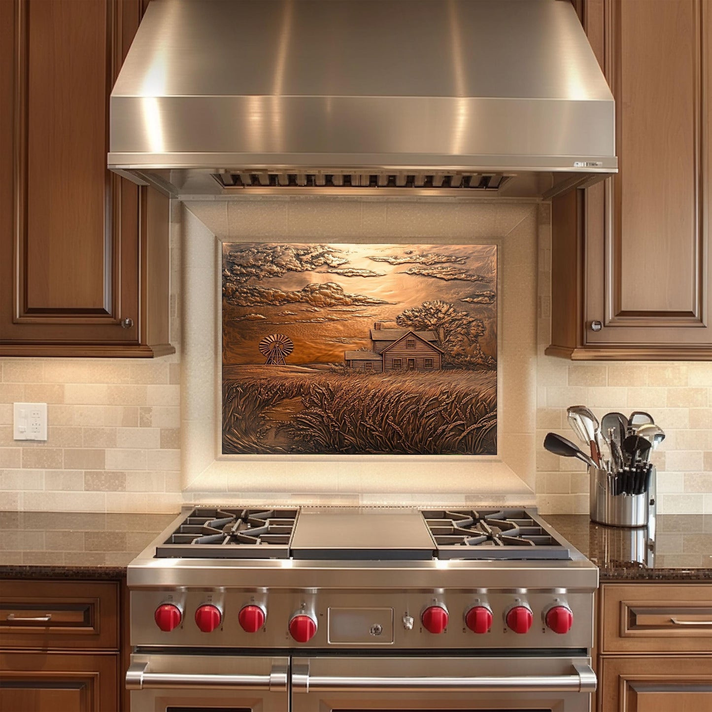 Farmhouse Backsplash, Windmill Glass Kitchen Splashback
