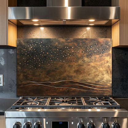 Starry Galaxy Tempered Glass Backsplash: Rustic Kitchen Decor