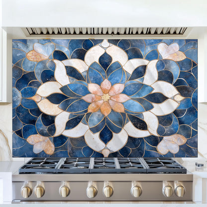 Moroccan Style Pattern Kitchen Backsplash, UV Printed Tempered Glass, Custom Size Design