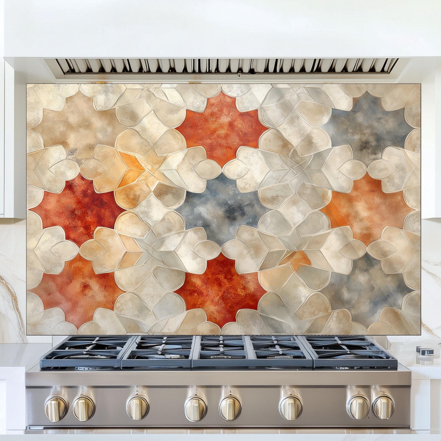 Moroccan Kitchen Splashback, Heat Resistant Tempered Glass Backsplash, Custom Size Design